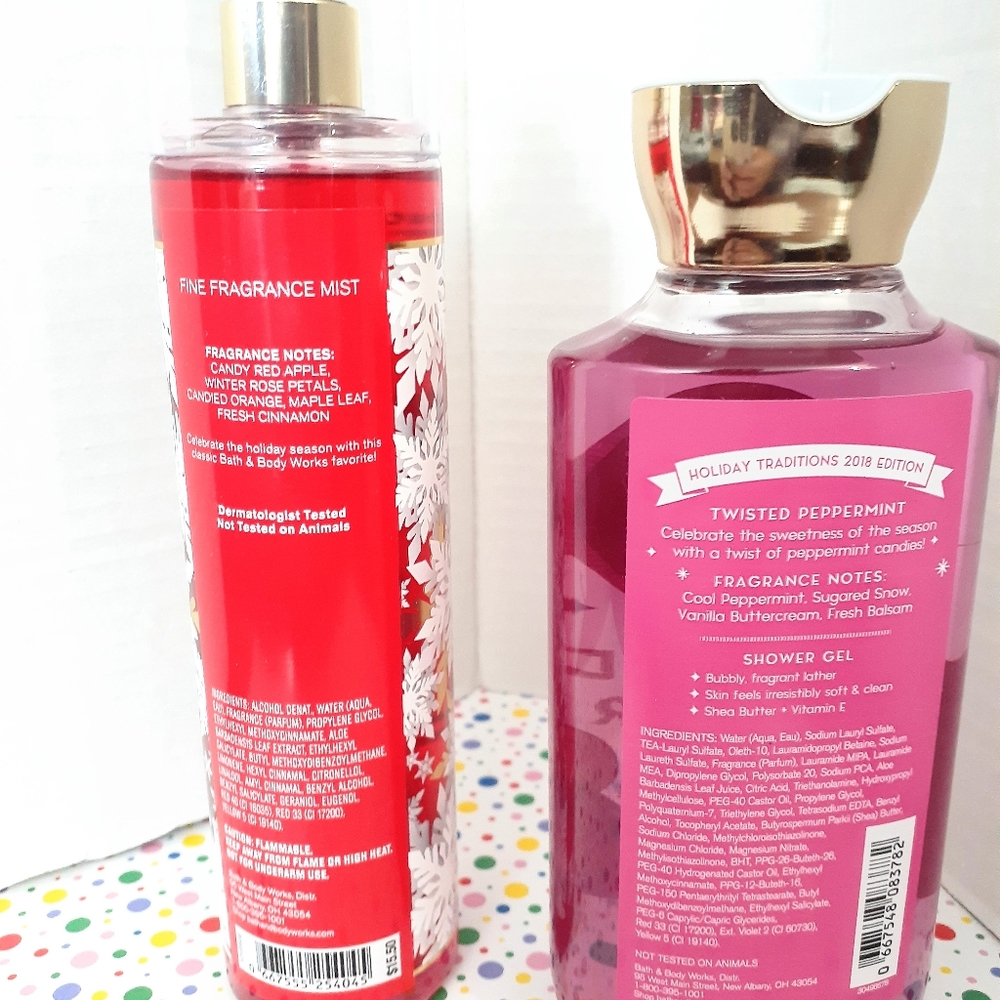 Bath & Body works twisted peppermint winter candy Apple Gel spray New Lot of 2 - Picture 2 of 4
